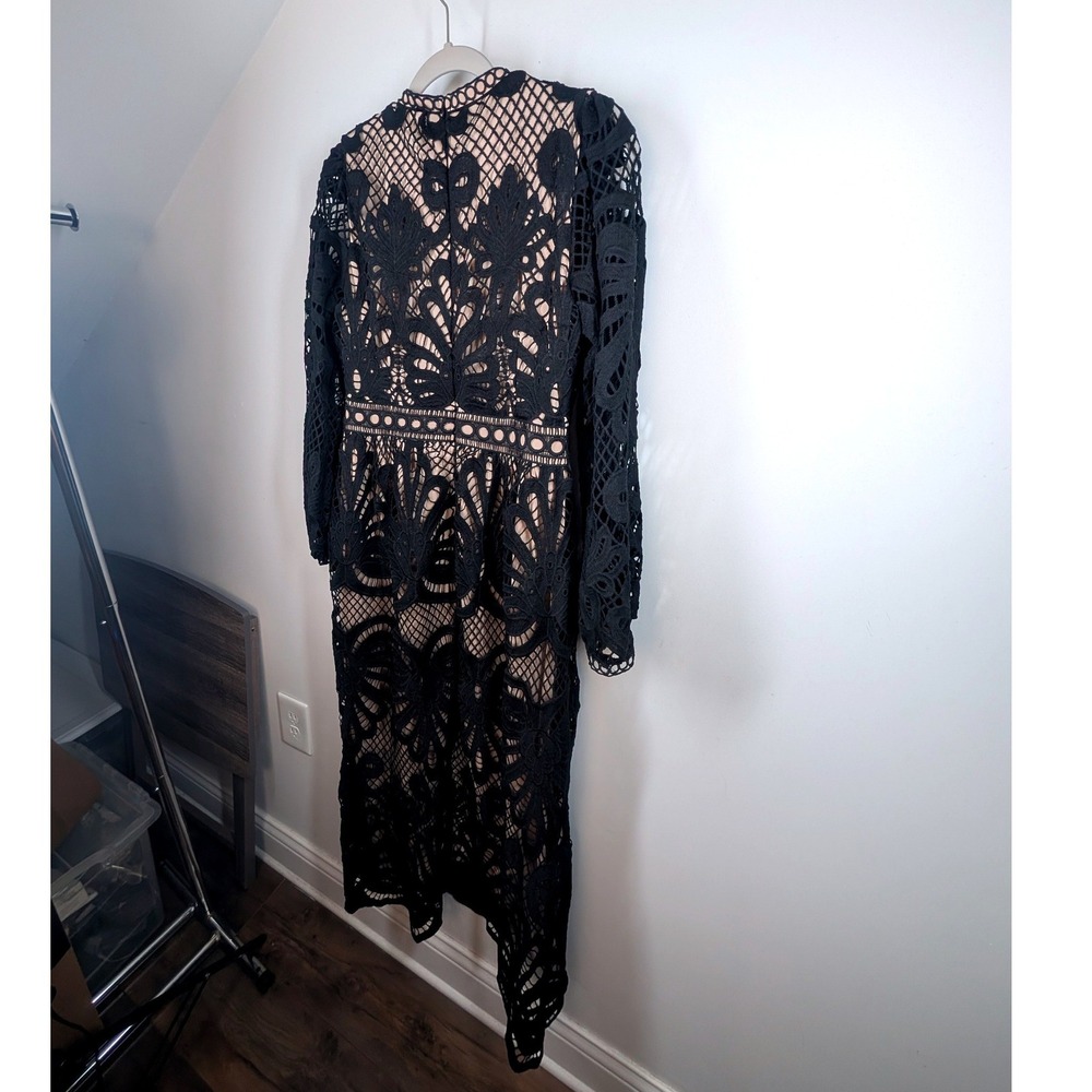 Baltic Born Black Lace Midi Dress with Nude Lining - Picture 8 of 9